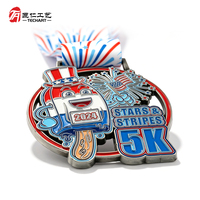 Médaille de marathon 5K personnalisée en émail souple, récompense sportive en métal, médaille de finisseur de course avec ruban