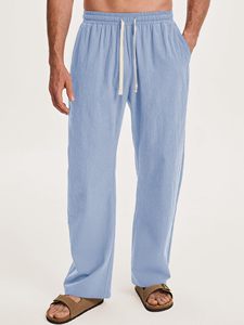 Casual Trousers For <b>Men</b> 100% Cotton Solid Joggers <b>Pants</b> Soft <b>Yoga</b> Lightweight Fashion Comfy Baggy Lounge <b>Pants</b> with Pockets - Product Image 5