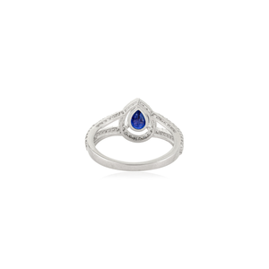 Anillo de Oro Blanco K14 con Zafiro Azul en Forma de Pera de 5x7mm y Diamantes, Diseño Clásico, Bajo MOQ, Última Tendencia en Joyería - Product Image 6