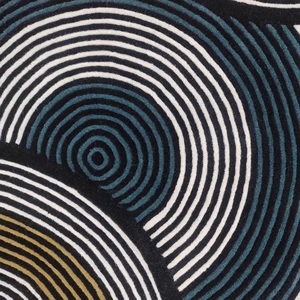 Alfombra moderna abstracta de círculos concéntricos, alfombra de lana hecha a mano, diseño artístico, decoración para sala de estar y dormitorio, decoración suave y duradera para el hogar - Product Image 5