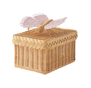 Handcrafted Rattan <b>Basket</b> with Butterfly Lid Cute Wicker Storage Box Creative Butterfly <b>Gift</b> <b>Basket</b> for Home Decor Wholesale - Product Image 1