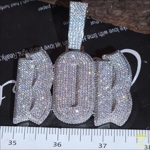 Collar de lujo con colgante con el nombre de NANCE y cadena cubana, completamente cubierto de moissanita, estilo hip hop para hombre. - Product Image 2