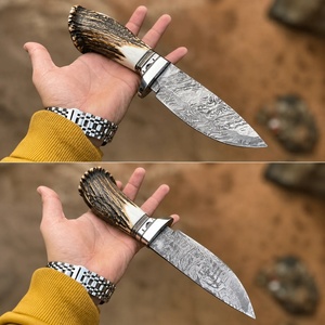 Couteau de camping et de dépecage artisanal en acier Damas de qualité industrielle, 9 pouces, lame droite à pointe clip, par Ahmad Fabric - Product Image 5