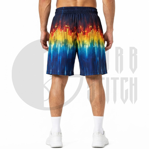 Shorts de sport pour homme, impression par sublimation, séchage rapide, en mesh, style Bermuda, avec poches et cordon de serrage - Product Image 5