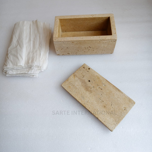 Porte-mouchoirs en travertin de qualité supérieure, organiseur de comptoir de salle de bain de luxe, élégant couvercle de boîte à mouchoirs pour table, décoration moderne pour la maison - Product Image 3