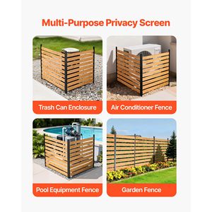 Pantalla de privacidad de madera maciza para exteriores de 48 x 49 x 28 pulgadas, valla de privacidad de madera con estacas metálicas, 2 paneles, valla para aire acondicionado, almacenamiento - Product Image 6