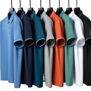 Soie coton hommes Polo nouveau été à manches courtes t-shirt luxe véritable bonne entreprise décontracté revers haut - Product Image 2