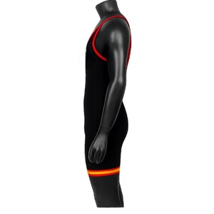 Men Wrestling Singlet Black <b>Red</b> Trim One Piece Fitted Spandex Polyester Stretch Martial Arts Training Uniform Adult Athletic - Product Image 4