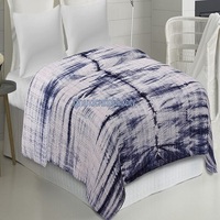 Parure de draps plats style asiatique Royal Home Decor, jetables, bleu indigo, 100 % coton, 200 fils, 110 g/m², toutes saisons, avec 2 taies d'oreiller