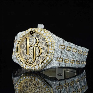 Briva Jewels BJ-06 Men's Fashion Moissanite Analog <b>Watch</b> Japanese Movement Auto Date 41mm Stainless Steel <b>Case</b> Band 10 Bar Water - Product Image 6