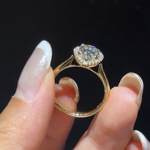 IGI Certified HPHT CVD Lab Created Diamond Halo <b>Ring</b> 14K 18K Solid <b>Gold</b> Pear Cut Lab Grown diamond Engagement Wedding <b>Ring</b> - Product Image 2