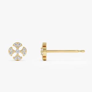 Pendientes de Diamantes Naturales con Corte Redondo en Racimo, Oro Blanco, Amarillo y Rosa de 14K, 0.15 Quilates, Hipoalergénicos, Proveedor de Joyería Fina - Product Image 2