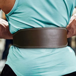 Ceinture de musculation de bonne qualité, couleur marron, en cuir de vachette léger, pour entraînement de force et musculation. - Product Image 6