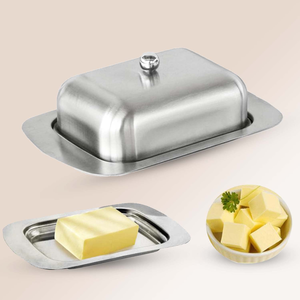 Boîte à beurre en acier inoxydable au design incroyable avec couvercle et forme rectangulaire, utilisée pour la décoration de la table du petit-déjeuner - Product Image 2