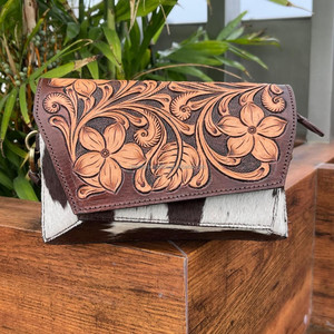 2025 Western Style Luxury <b>Mini</b> Crossbody Tooled Carving Leather Handbags Hair On Cowhide Leather Cute Women's Shoulder Bags - Product Image 4