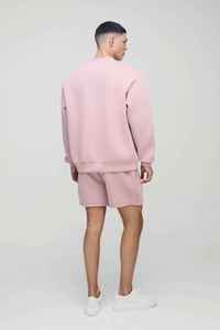 Sudadera de Felpa Extra Grande para Hombre, Color Rosa, Cuello Redondo, Corte Regular, Informal, para Otoño, Transpirable, Tejida, de Color Sólido - Product Image 2
