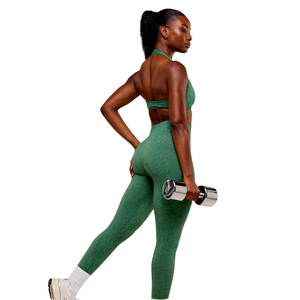 Leggings sans couture à taille haute pour femmes, couleur vert chiné texturé, pantalon de yoga pour la salle de sport, l'entraînement, la remise en forme et les vêtements de sport actifs - Product Image 3