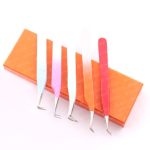 Pinzas de Extensión de Pestañas de Punta Fina Antiestáticas de Precisión, Duraderas y de Alta Calidad, en Caja de 2 Piezas, Venta al Por Mayor, Acero Inoxidable - Product Image 3