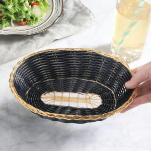 Panier Henry Foodservice, nouveau modèle PHBK, style américain, en polywicker plastique fait main, couleur noire, fil doré, très résistant. - Product Image 5