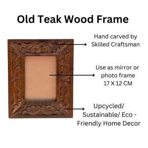 Hand Carved Floral Wooden <b>Picture</b> <b>Frame</b>, Vintage Style Handmade Wooden Photo <b>Frame</b> | Solid Wood <b>Picture</b> <b>Frame</b> | <b>Rustic</b> Home Déco - Product Image 3