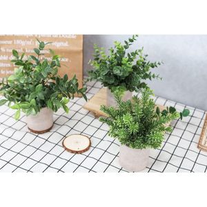 Set di 3 Piante Artificiali di Eucalipto in Vaso, Ispirate allo Stile Rustico, Centrotavola Finti per Casa, Ufficio e Scrivania - Product Image 5