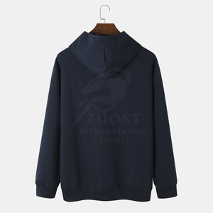 Sweats à capuche en gros pour hommes, sweats classiques vierges 100 % coton, sweats à capuche personnalisés en molleton avec impression en relief - Product Image 2