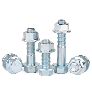 J&Gong <b>Flange</b> <b>Bolt</b> And Nut Set M5 M6 M8 M10 8.8 Grade Blue White Zinc Plated External Hexagonal With Washers - Product Image 3