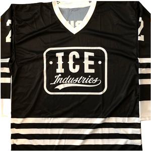 Maillot de hockey sur glace à col en V et manches longues, faible MOQ, personnalisé avec logo sublimé, nom/numéro d'équipe, tenue d'entraînement 100 % polyester - Product Image 1