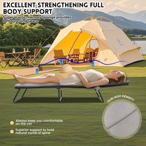Lit de camping pliable robuste à 5 positions réglables pour adultes, en tissu Oxford 1200D, avec sac de transport, mobilier de camping - Product Image 2