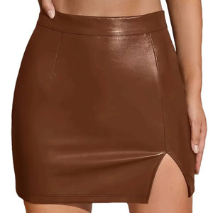 Fashionable Women <b>Pu</b> Leather Winter Casual Midi <b>Skirt</b> High Waist Pencil Elegant Office Wear Smooth Soft Stylish - Product Image 1
