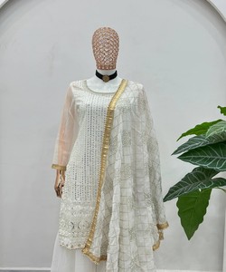 FANCY GEORGETTE EMBROIDERY SEQUENCE ZARI WORK COTTON <b>TOP</b> SHARARA DUPATTA <b>FESTIVE</b> WEAR LUXURY MULTI COLOR WHOLESALE PRICE ETHNIC - Product Image 6