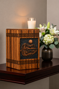 Wooden Cremation Urn 200 Cubic Inch Adult <b>Memorial</b> Keepsake <b>Box</b> Custom Design Fireplace Shrine Display - Product Image 5