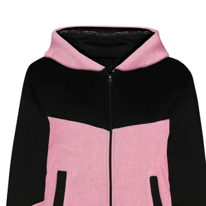 Ensemble de survêtement color block pour femme, sweat à capuche zippé et pantalon de jogging, polaire douce, chaud, vêtements de sport d'hiver, tenue décontractée pour la gym et le fitness - Product Image 4