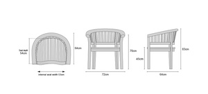 Ensemble de table basse et chaises en teck moderne - Meubles de salle à manger d'extérieur pour patio et parc - Product Image 5