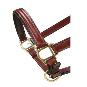 Cuir véritable Cheval Rembourré Halter Triple Couture double pli entièrement réglable en cuir Cheval Halter à prix abordable - Product Image 6