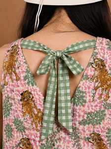 Robe tunique sans manches et sans col pour femme, imprimé floral et animalier, coupe ample, longueur ras du sol, tenue décontractée d'été - Product Image 4
