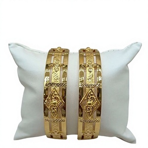 22K <b>Solid</b> <b>Gold</b> <b>Bangle</b> Set for Women Traditional Indian <b>Gold</b> Kada Pair Elegant Handcrafted Yellow <b>Gold</b> Bracelets - Product Image 2