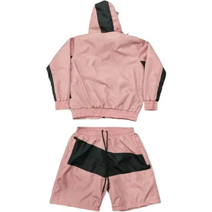 OEM Custom Men Summer Sports Shorts and Zip Up Hoodie Set Nylon Tracksuit Set Solid for Summer - Product Image 2