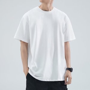 T-shirt d'été personnalisé avec logo, pour hommes et femmes, couleur unie, coupe ample, manches courtes, 180 grammes, t-shirt basique, t-shirt de travail - Product Image 1