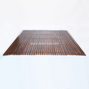 Tapis de bain en bois de luxe imperméable antidérapant pour salle de bain, tapis de douche pliable en bois enroulable - Product Image 3