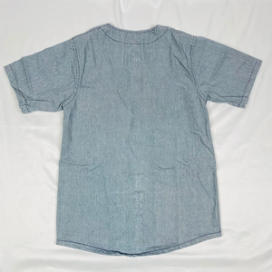 Omega Denim Baseball Jersey Greek Letter Logo Custom <b>School</b> Gear Button Up Men Fraternity Streetwear Wholesale OEM Customizable - Product Image 4