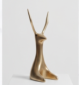 Modern <b>Gold</b> Metal Rabbit Figurines 2 Pcs Abstract Animal Sculpture Tabletop <b>Decor</b> For Home Office <b>Living</b> <b>Room</b> <b>Decor</b> - Product Image 4