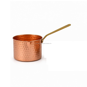 Handmade Hammered Pure Copper Saucepan with Pouring Spout and Brass Handle Butter Warmer <b>Milk</b> <b>Pan</b> Wholesale - Product Image 1