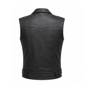 Chaleco de cuero genuino de grano completo de lujo para hombre, personalizado, con estampado de goma en relieve, transpirable, de lona, para carreras y motocicleta - Product Image 3