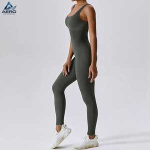 Traje Deportivo de Una Pieza con Cuello Cuadrado y Costuras Acanaladas, Sin Mangas, de Alta Elasticidad, Ajuste Ceñido, para Entrenamiento, Yoga y Ejercicio - Product Image 3