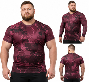 Printed <b>Compression</b> T-<b>Shirt</b> <b>Men</b> Plus Size Gym Fitness Rash Guard Tee <b>Men</b> Yoga Rash Guard Spandex Polyester Base Layer <b>Shirt</b> - Product Image 4
