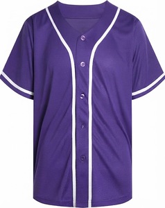 Maillot de baseball unisexe col en V manches courtes boutonné devant rose uni anti-humidité coupe classique adultes toutes saisons - Product Image 5