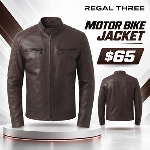 Chaqueta de Motociclista de Cuero Genuino para Hombre, Cortavientos, con Cuello Alto, Cierre de Cremallera, Chaqueta de Cuero PU a la Moda - Product Image 1