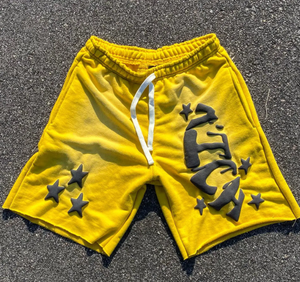 Shorts Bermuda pour homme bleus avec étoiles et lettres USA brodées en blanc, taille à cordon, shorts décontractés en coton tricoté - Product Image 2