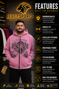 Custom Oversized <b>Pink</b> Zip Up <b>Hoodie</b> <b>Men</b> Heavyweight Graphic Streetwear Hooded Sweatshirt Private Label OEM Clothing Manufacturer - Product Image 6